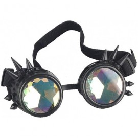 Goggle Kaleidoscope Rave Rainbow Crystal Lenses Steampunk Goggles - Black - CW18LYOHD64 $26.63