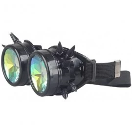 Goggle Kaleidoscope Rave Rainbow Crystal Lenses Steampunk Goggles - Black - CW18LYOHD64 $13.79
