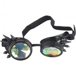 Goggle Kaleidoscope Rave Rainbow Crystal Lenses Steampunk Goggles - Black - CW18LYOHD64 $13.79