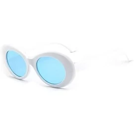 Oval Glasses Oval Sunglasses Ladies Trendy Vintage Retro Sunglasses Women's White Black Eyewear UV-Khaki - Khaki - CH198AAIXI...