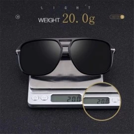 Aviator Sunglasses Men Polarized Oversized Mirror Driving Sun Glasses Man Brand Black - Black - CO18XE0TELW $8.73