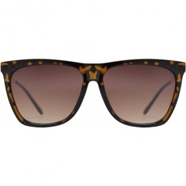 Cat Eye Vintage Oversized Square Cat Eye Sunglasses for Women with Flat Lens - Tortiose + Brown Gradient - CS195D44NM2 $10.01