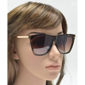 Cat Eye Vintage Oversized Square Cat Eye Sunglasses for Women with Flat Lens - Tortiose + Brown Gradient - CS195D44NM2 $10.01