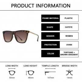 Cat Eye Vintage Oversized Square Cat Eye Sunglasses for Women with Flat Lens - Tortiose + Brown Gradient - CS195D44NM2 $10.01