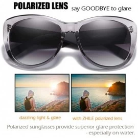 Cat Eye Polarized Sunglasses Oversized Protection Transparent - CX18U75US76 $15.53