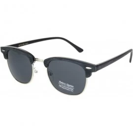 Rectangular Mens Wood Grain Half Horn Rim Hipster Rectangular Retro Sunglasses - Grey Silver Black - CE18OX22WG7 $14.00