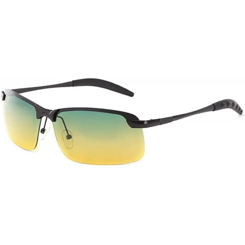 Rimless Two Color Polarized Sunglasses Night Vision Eye Catching - CT18X5NW373 $53.42