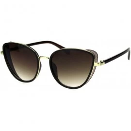 Cat Eye Womens Sugar Glitter Side Visor Trim Chic Cat Eye Sunglasses - Gold Brown - CG18SE0OGX6 $16.71
