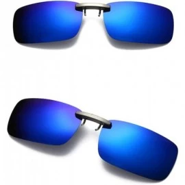 Oval Detachable Night Vision Lens Driving Metal Polarized Clip On Glasses Sunglasses - Blue - C018TIUXEZ5 $15.42
