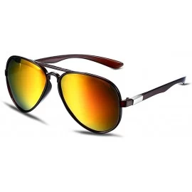 Aviator Aviator Polarized Fashion Oversized Mirrored Sunglasses For Women - Gold - CA17YU8OYLQ $20.32