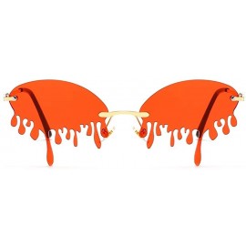 Rimless Rimless Retro Batman Vintage Fashion Style Sunglasses Steampunk Eyewear - Red Drop - CG199RTNW70 $21.14