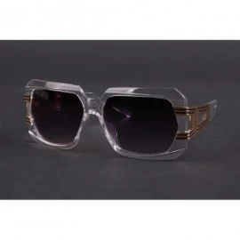 Square Retro Rapper Square Vintage Sunglasses P2156 - Clear/Gradientsmoke Lens - CC11NZ8DALV $23.21