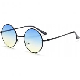 Goggle Unisex Round Fashion Sunglasses - Black/Blue - CP18WTI8LWE $28.50