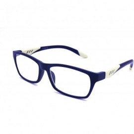 Rectangular Double Injection Lightweight Reading Glasses Free Pouch 53mm-17mm-146mm - A4 Matte Blue White - CH18WYDK73X $40.45