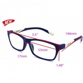 Rectangular Double Injection Lightweight Reading Glasses Free Pouch 53mm-17mm-146mm - A4 Matte Blue White - CH18WYDK73X $20.69
