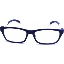 Rectangular Double Injection Lightweight Reading Glasses Free Pouch 53mm-17mm-146mm - A4 Matte Blue White - CH18WYDK73X $20.69
