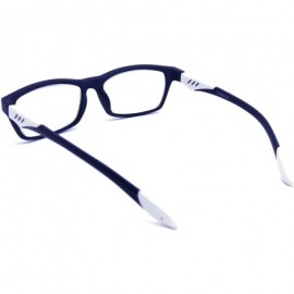 Rectangular Double Injection Lightweight Reading Glasses Free Pouch 53mm-17mm-146mm - A4 Matte Blue White - CH18WYDK73X $35.40