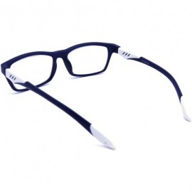 Rectangular Double Injection Lightweight Reading Glasses Free Pouch 53mm-17mm-146mm - A4 Matte Blue White - CH18WYDK73X $20.69