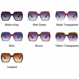 Square Oversized Sunglasses Women Square Ladies Vintage Big Frame Sun Glasses Female Trend Eyewear - Leopard - C3198Y23Z9D $7.87