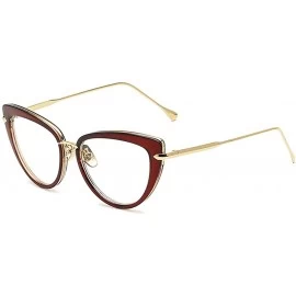 Oval Women Clear Lens Fashion Retro Cateye Eyeglasses Classic Eyewear Sunglasses - Brown/Transparent - CI1805RQTIO $9.61