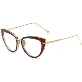 Oval Women Clear Lens Fashion Retro Cateye Eyeglasses Classic Eyewear Sunglasses - Brown/Transparent - CI1805RQTIO $22.43