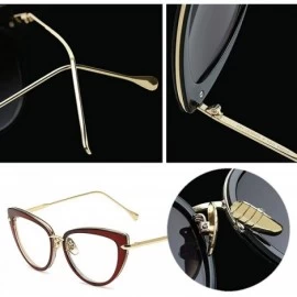 Oval Women Clear Lens Fashion Retro Cateye Eyeglasses Classic Eyewear Sunglasses - Brown/Transparent - CI1805RQTIO $9.61