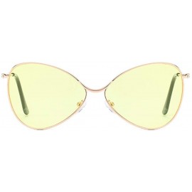 Oversized Polarized Sunglasses for Men Women Metal Mirror Semi-Rimless Frame Glasses - Yellow - CW18RDN9ULI $11.45