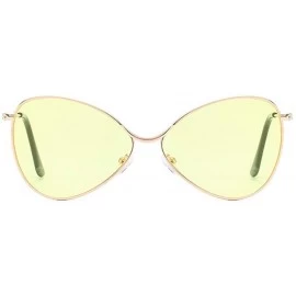 Oversized Polarized Sunglasses for Men Women Metal Mirror Semi-Rimless Frame Glasses - Yellow - CW18RDN9ULI $11.45