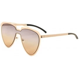 Aviator Oceanic Color One Piece Shield Lens Rounded Triangular Aviator Sunglasses - Smoke Brown - CY190K9044U $25.68