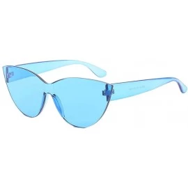 Cat Eye Women's Fashion Cat Eye Shade Sunglasses Plastic Sunglasses - Blue - CG18UNOQEOE $14.84