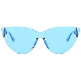 Cat Eye Women's Fashion Cat Eye Shade Sunglasses Plastic Sunglasses - Blue - CG18UNOQEOE $9.03