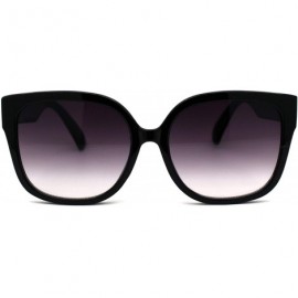 Rectangular Womens Mod 90s Rounded Horn Rim Oversize Sunglasses - Black Smoke - CW196WUOD0R $23.54