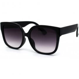 Rectangular Womens Mod 90s Rounded Horn Rim Oversize Sunglasses - Black Smoke - CW196WUOD0R $10.46