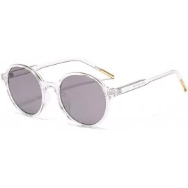 Round Women Fashion Eyewear Round Beach 21SUNglasses with Case UV400 Protection - Transparent Frame/Light Grey Lens - CQ18WOD...