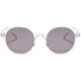 Round Women Fashion Eyewear Round Beach 21SUNglasses with Case UV400 Protection - Transparent Frame/Light Grey Lens - CQ18WOD...