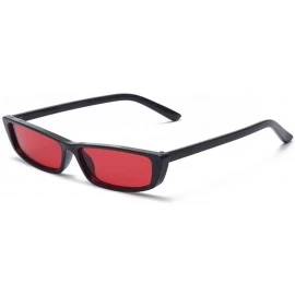 Rectangular Bold Small Frame Sunglasses Stylish Fashion Designer Rectangle Frame Shades - Black-red - CV1896YYKQX $12.18