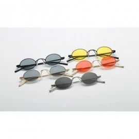 Oval Vintage Small Round Sunglasses Retro Slender Metal Frame Candy Colors B2422 - Glod/Black - CL18D5TIQZ7 $10.75