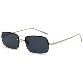 Rectangular New fashion trend ocean film unisex small frame rectangular metal half frame sunglasses - Black - CQ18TE58LY4 $24.60