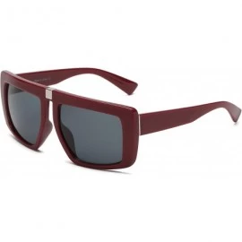 Square Women Retro Vintage Flat Lens Oversized Square Sunglasses - Maroon - C518I570LOS $11.07