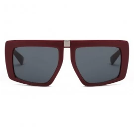 Square Women Retro Vintage Flat Lens Oversized Square Sunglasses - Maroon - C518I570LOS $11.07
