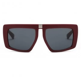 Square Women Retro Vintage Flat Lens Oversized Square Sunglasses - Maroon - C518I570LOS $19.24