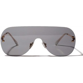 Semi-rimless Lens Oversized Sunglasses Men Women Vintage Rimless Pilot Sunglasses Brown Black Red Orange Eyewear UV400 - CA18...