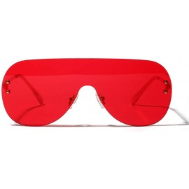 Semi-rimless Lens Oversized Sunglasses Men Women Vintage Rimless Pilot Sunglasses Brown Black Red Orange Eyewear UV400 - CA18...