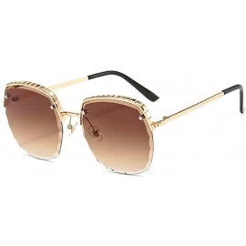 Square Rimless Square Luxury Cut Edge Sunglasses Men Women Fashion Metal Frame Sunglasses UV400 Glasses - Brown - CM192QTX4O0...