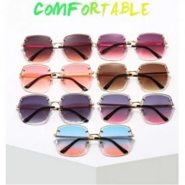 Square Rimless Square Luxury Cut Edge Sunglasses Men Women Fashion Metal Frame Sunglasses UV400 Glasses - Brown - CM192QTX4O0...