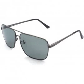 Round Classic Rectangle Aviator Sunglasses Polarized 100% UV protection - Gunmetal Frame Grey Lens - C8128EAWHXL $15.79