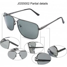 Round Classic Rectangle Aviator Sunglasses Polarized 100% UV protection - Gunmetal Frame Grey Lens - C8128EAWHXL $15.79