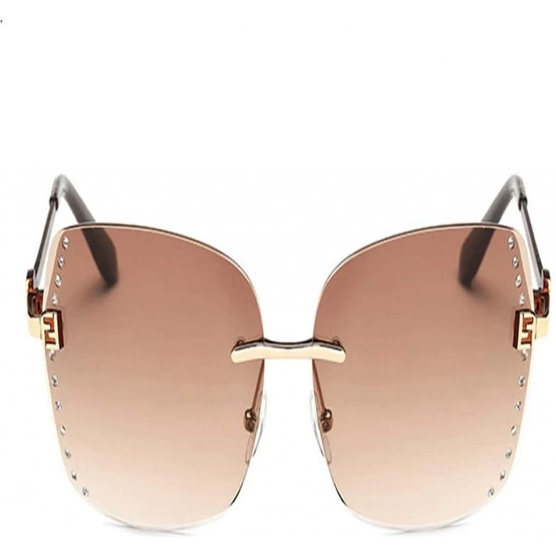 Rimless Women Sunglasses Fashion Gradient Women Rimless Sun Glasses Female Brand Mirror UV400 - 3 - C818R2I9AY6 $25.71
