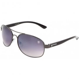 Oval Curved Top Bar & Bridge Classic Oval Aviator Sunglasses - Smoke Gunmetal - CP190EOG84S $34.81