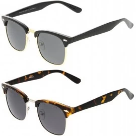 Semi-rimless Half Frame Semi-Rimless Horn Rimmed Sunglasses - Polarized - 2-pack (Black/Smk & Tt/Smk) - CC11FOUF5I5 $36.06